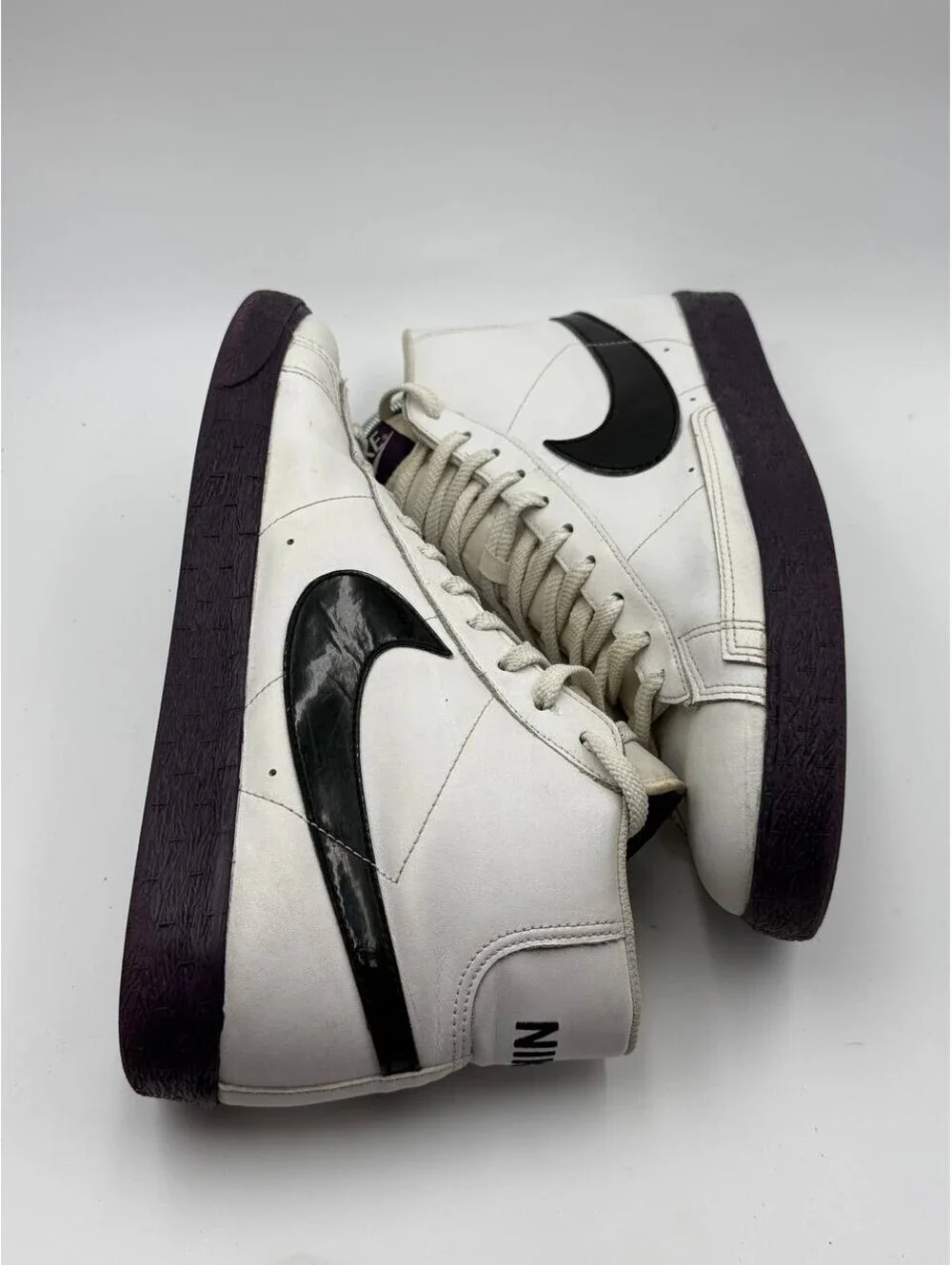 Nike Blazer High 316664-104 White Black Purple High Top Sneakers Men US 12